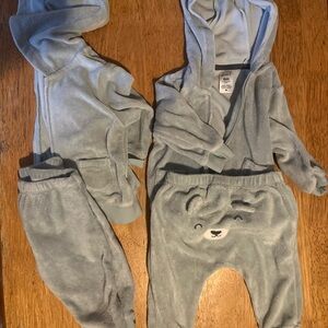 2 Carter's Blue Matching Sets Cozy Velour